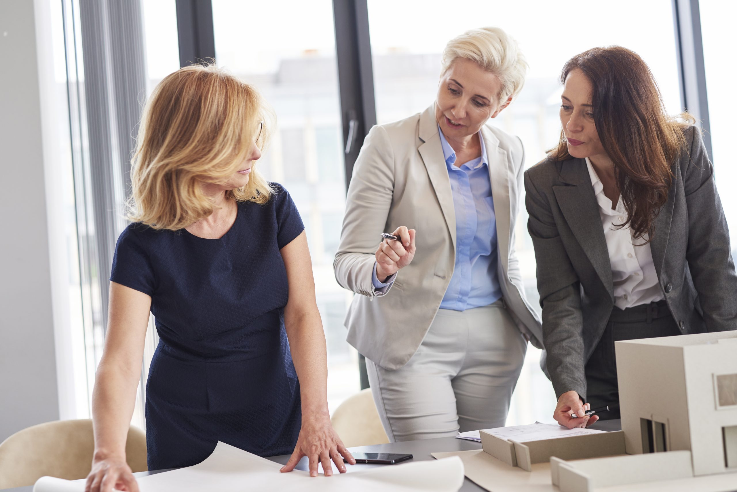 Professional female office workers having business consultations